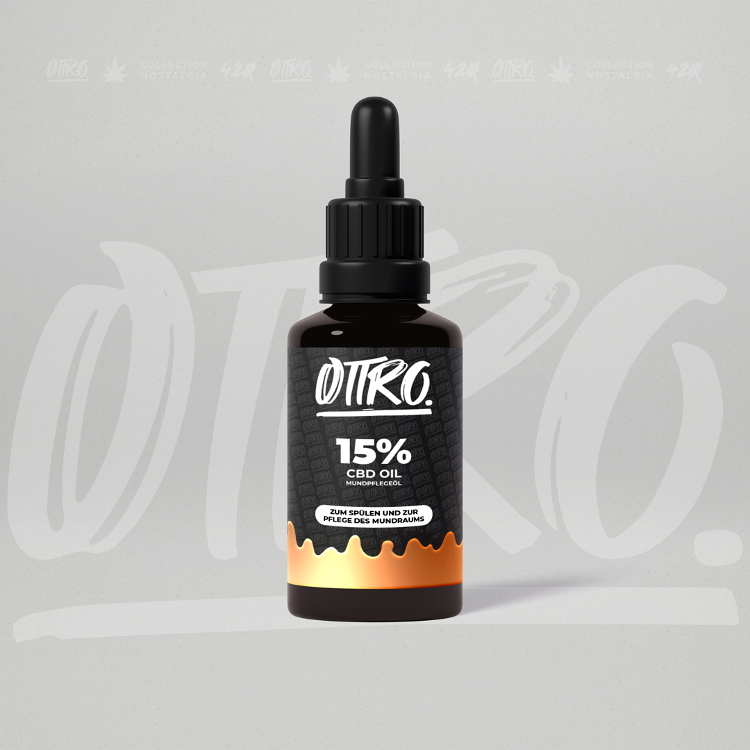 Foto eines CBD-Öl mit folgenden Angaben: Produktname, CBD-Gehalt, Inhalt, Hersteller, Gramm-Angabe, 18+ Label