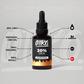 Foto eines CBD-Produkts mit folgenden Angaben: Produktname, CBD-Gehalt, Inhalt, Hersteller, Gramm-Angabe, 18+ Label  Edit alt text